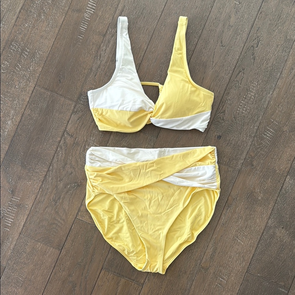 Calia Yellow and White Bikini Set